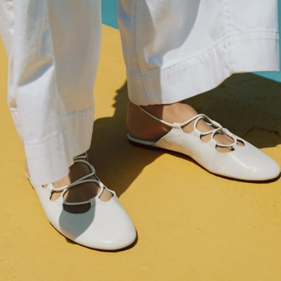 Zara 100% Genuine Leather Slingback Ballet Flats NWT - Picture 4 of 7